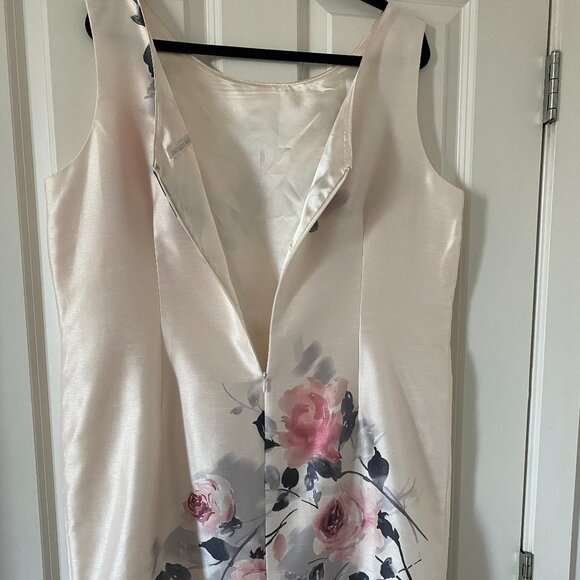 JACQUES VERT Ivory Off White Floral Sleeveless Scuba Dress w/BEEDING SZ 20 (UK) - Picture 5 of 6